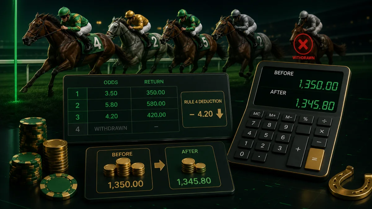 Horse racing scene illustrating a Rule 4 deduction