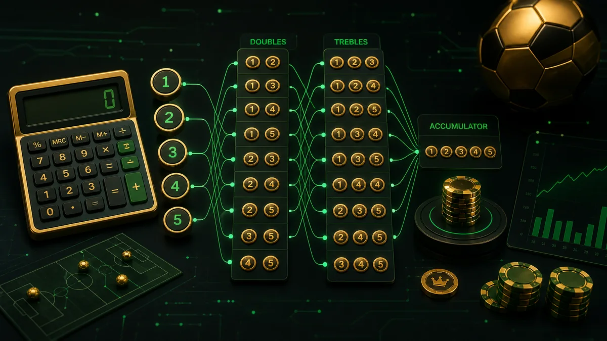 Diagram of full cover bet types from Trixie to Goliath